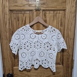 Rebellion Again White Crochet Crop Top